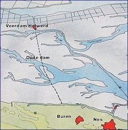 Dam tussen Ameland en de Friese kust